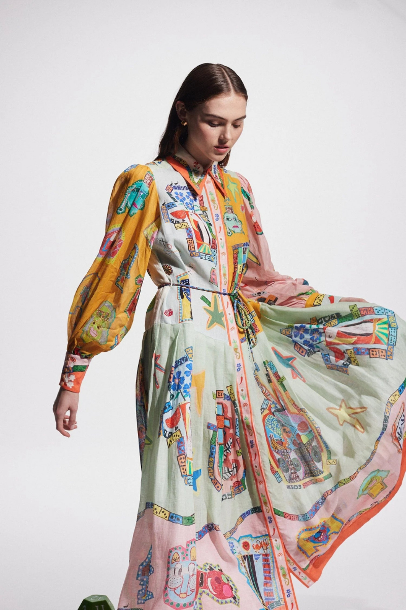 Melisande Artistic Print Maxi Dress