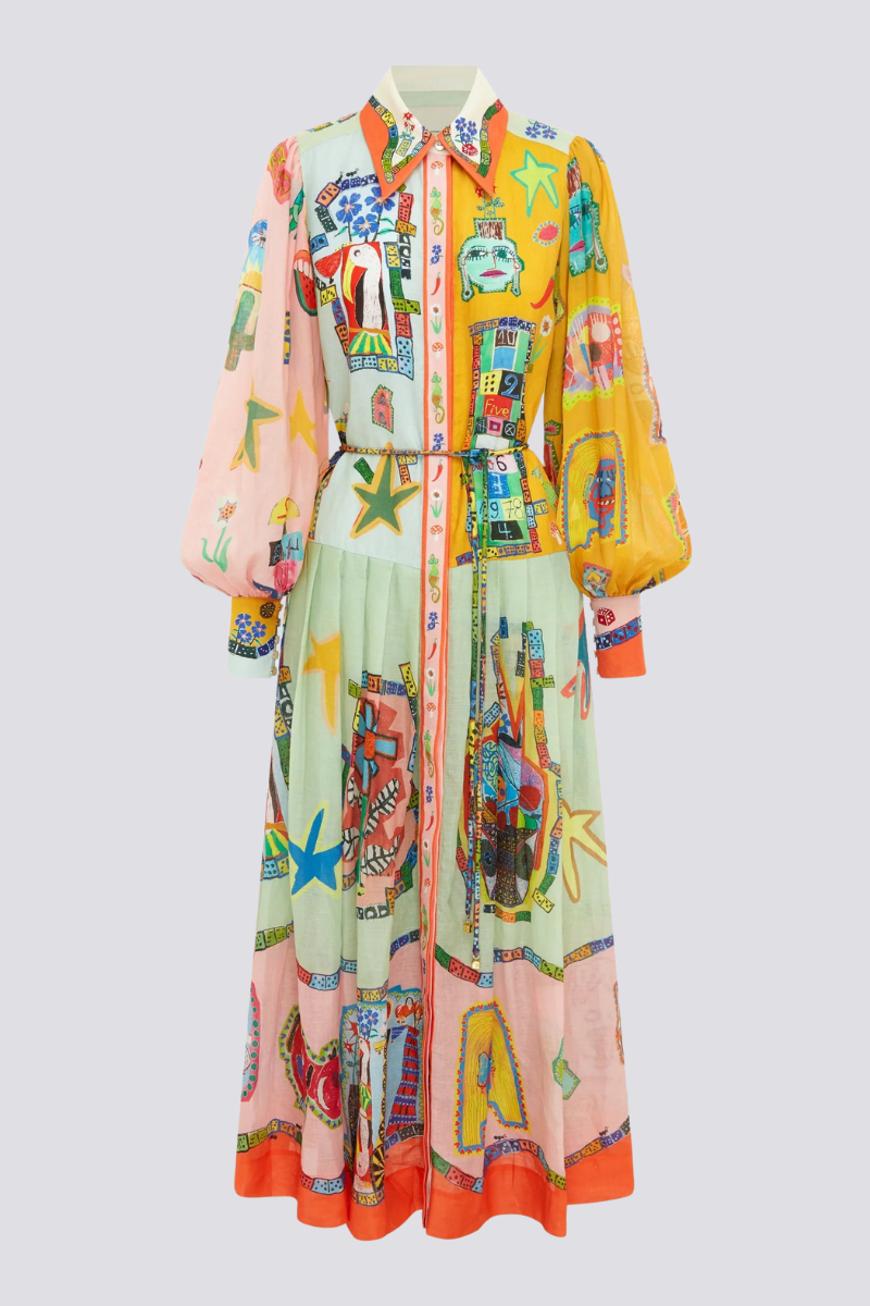 Melisande Artistic Print Maxi Dress