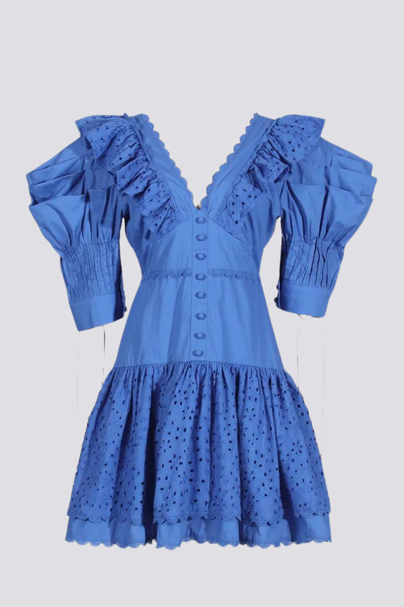 Julietta Ruffle-Lace Mini Dress