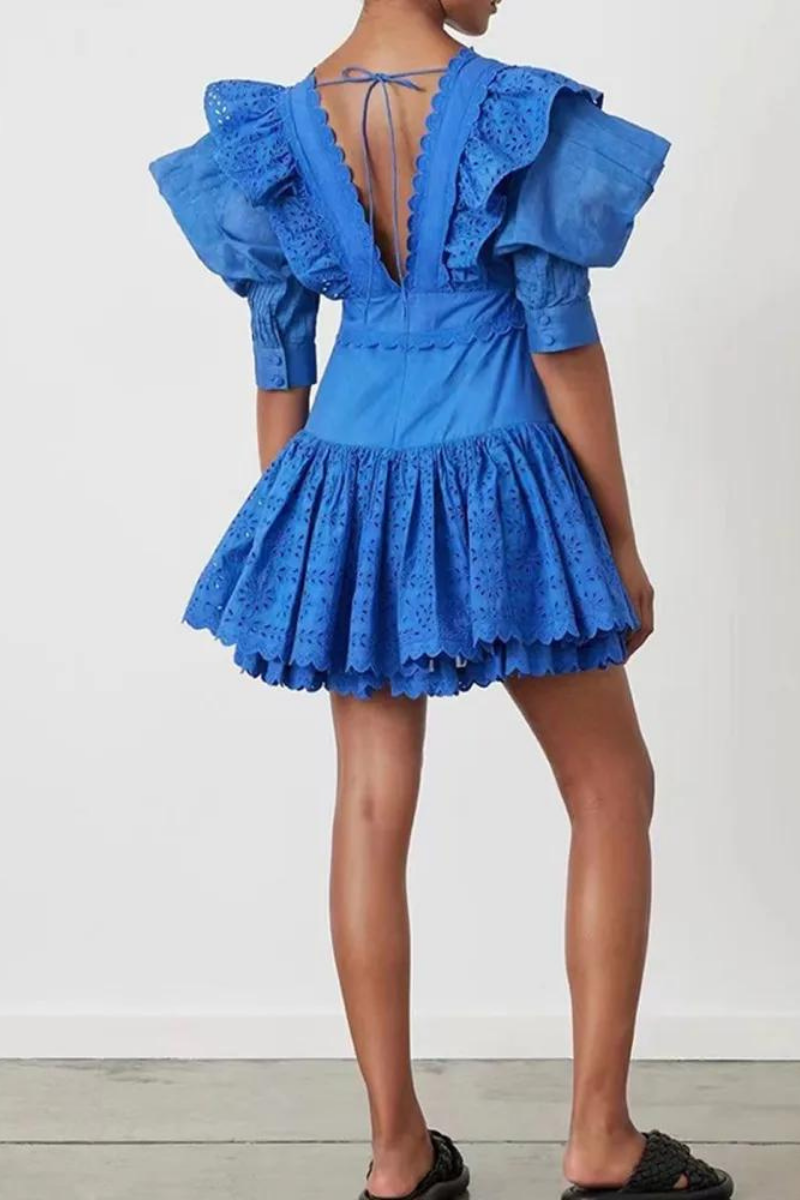 Julietta Ruffle-Lace Mini Dress