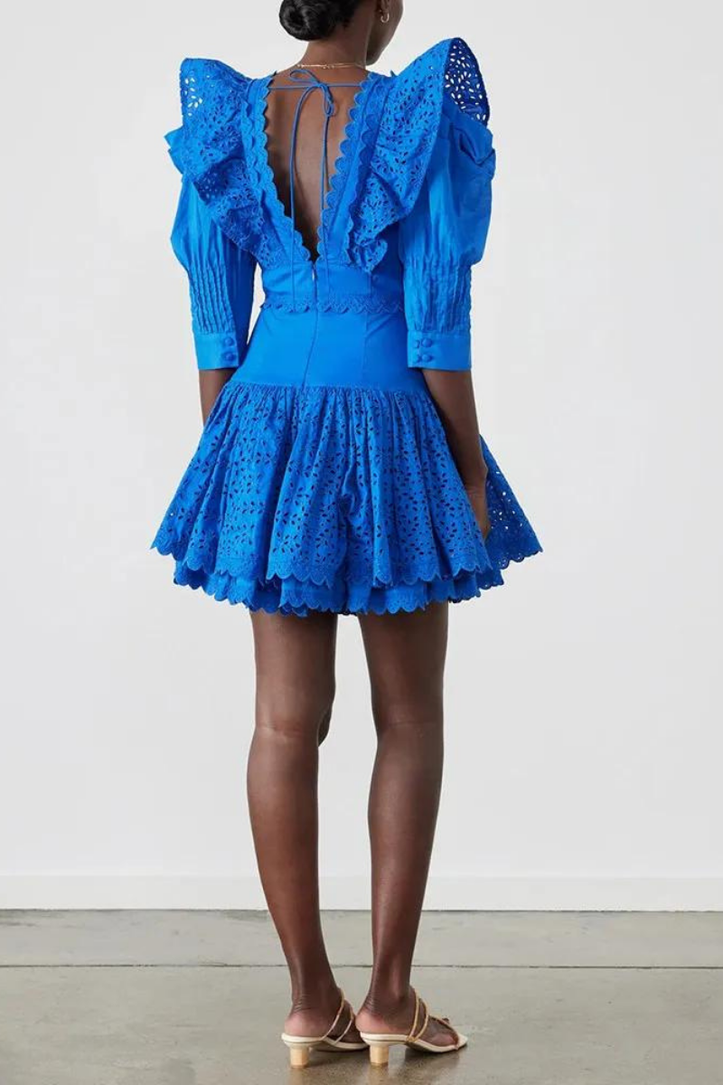 Julietta Ruffle-Lace Mini Dress