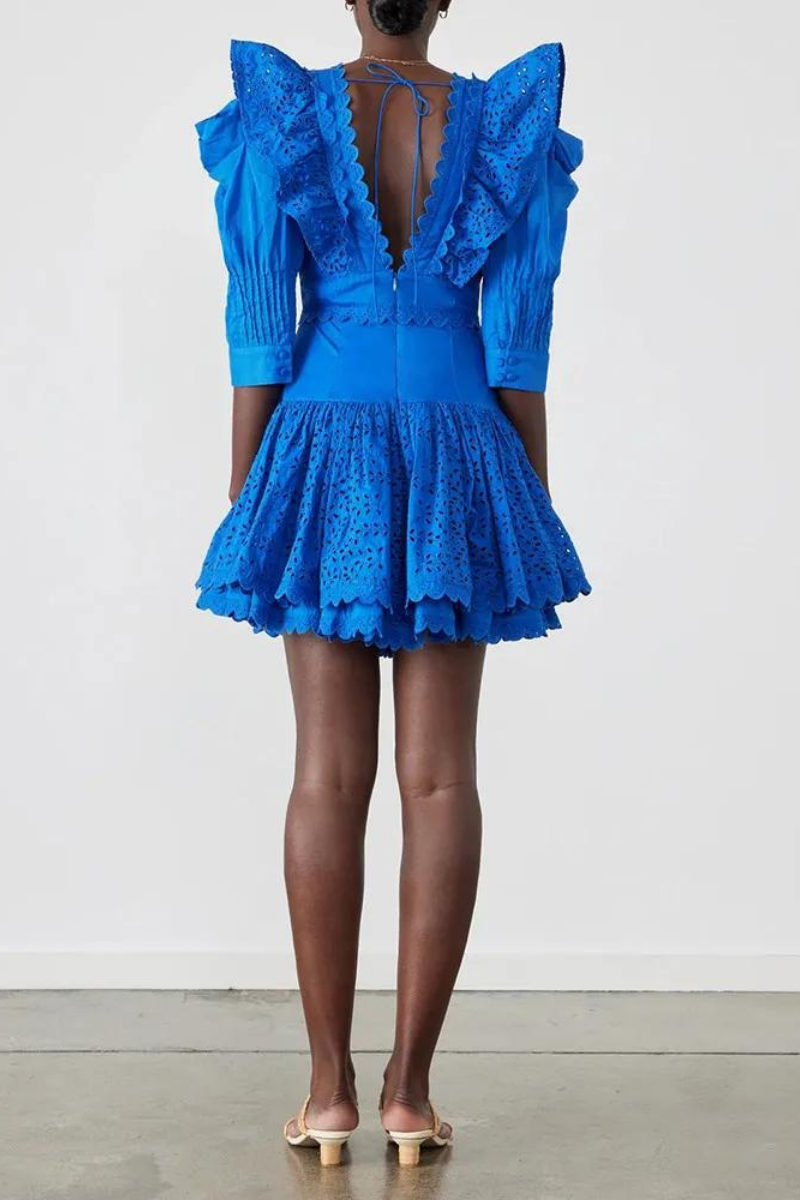 Julietta Ruffle-Lace Mini Dress