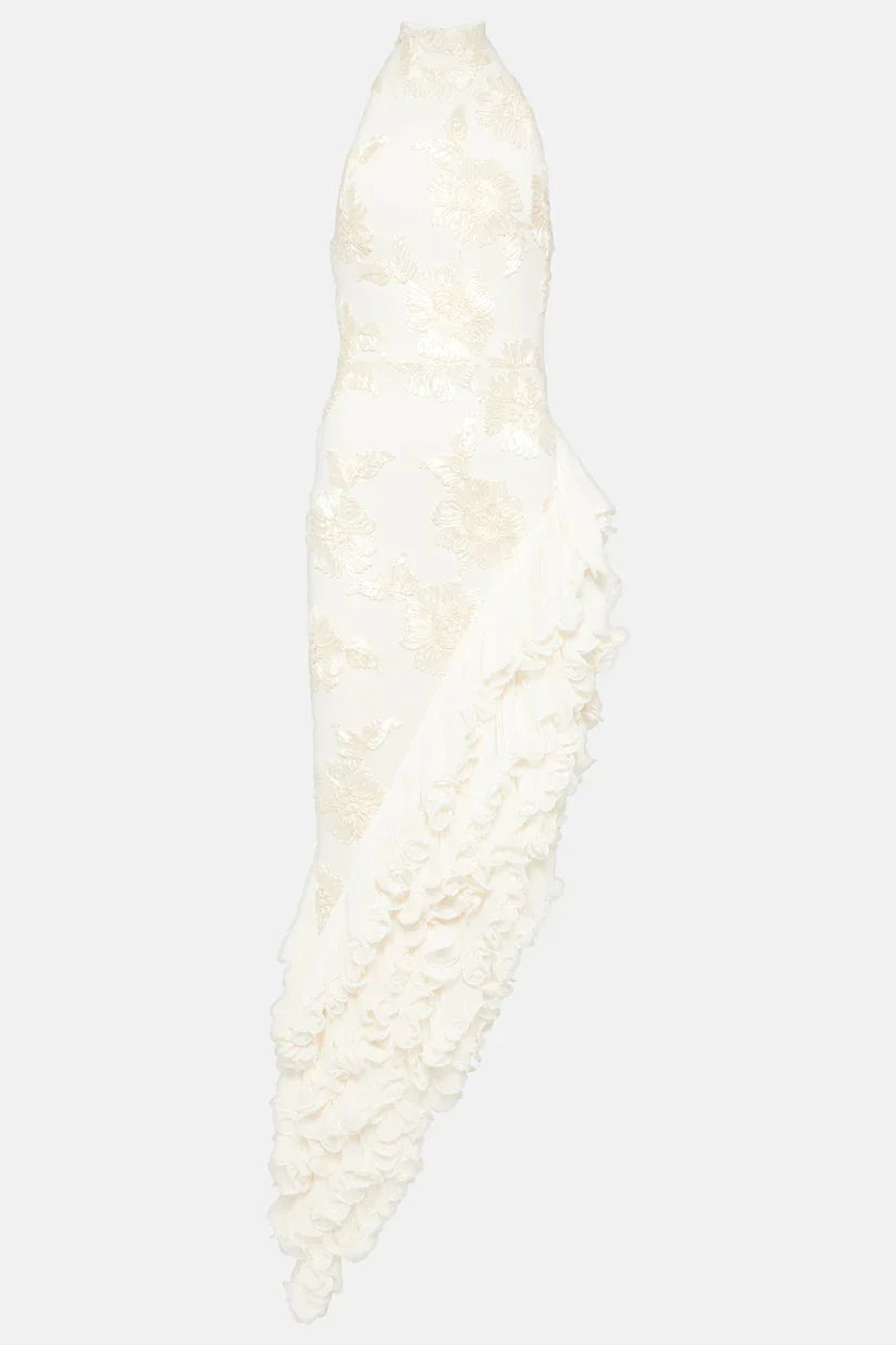 Amorette Ruffled Embroidered Maxi Dress