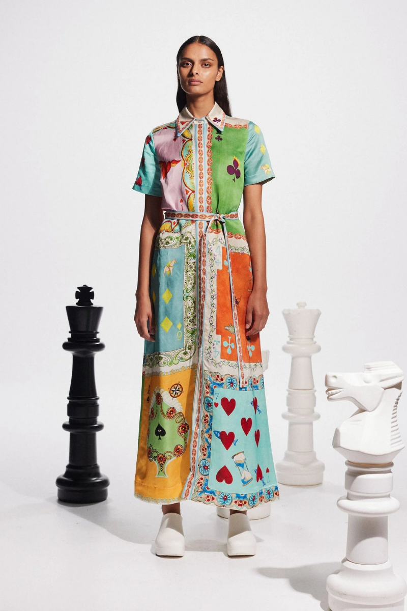 Antonella Artistic Print Belted Maxi Dress