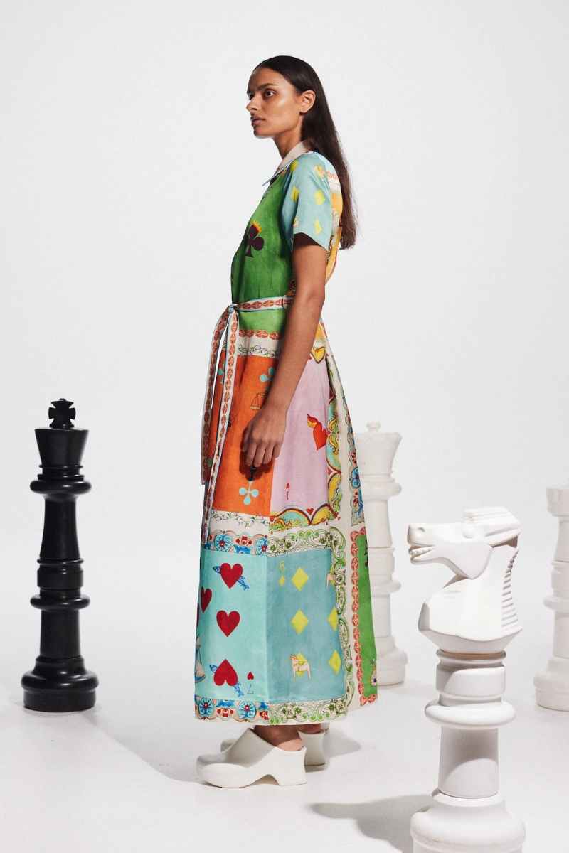 Antonella Artistic Print Belted Maxi Dress