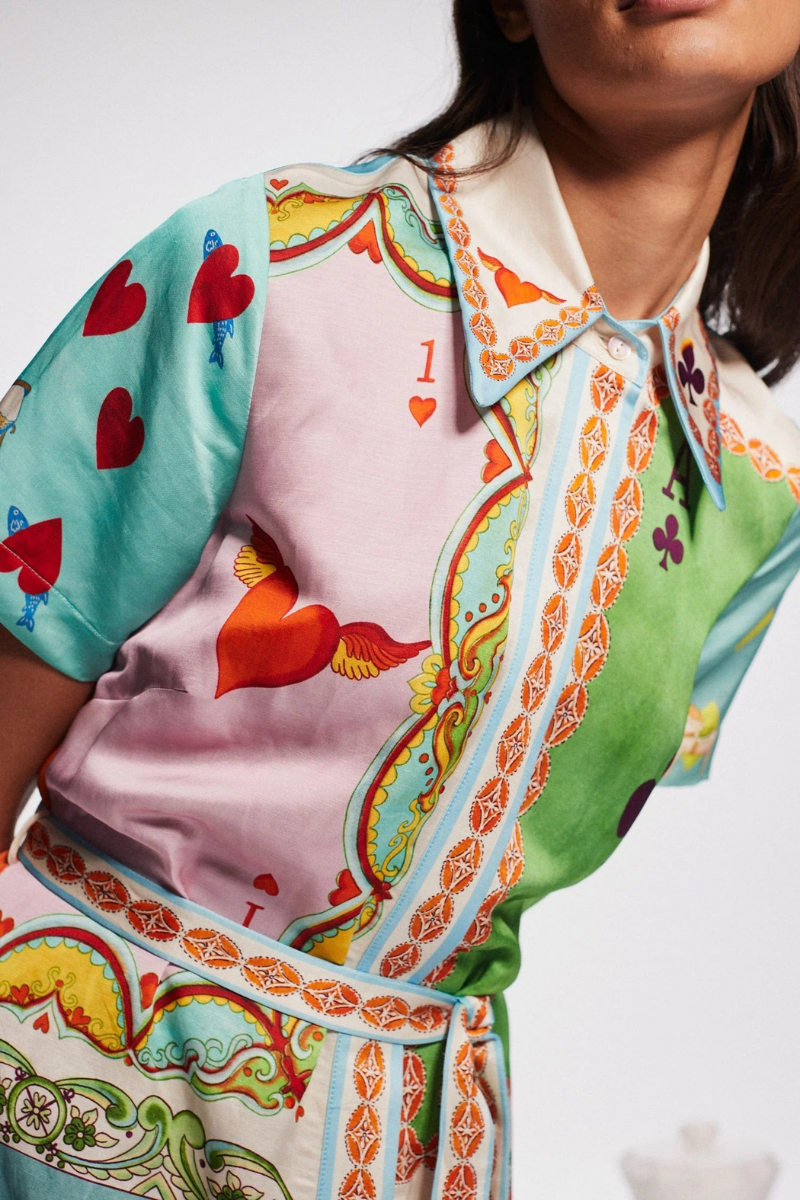 Antonella Artistic Print Belted Maxi Dress