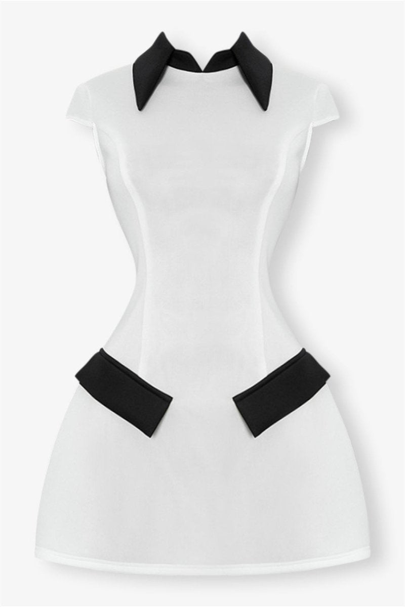 Rosalina Contrast-Collar Mini Dress