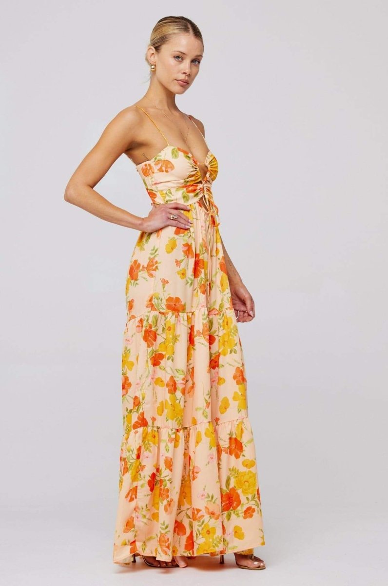 Olivetta Floral Maxi Dress - Printed Cut-Out Maxi Dress