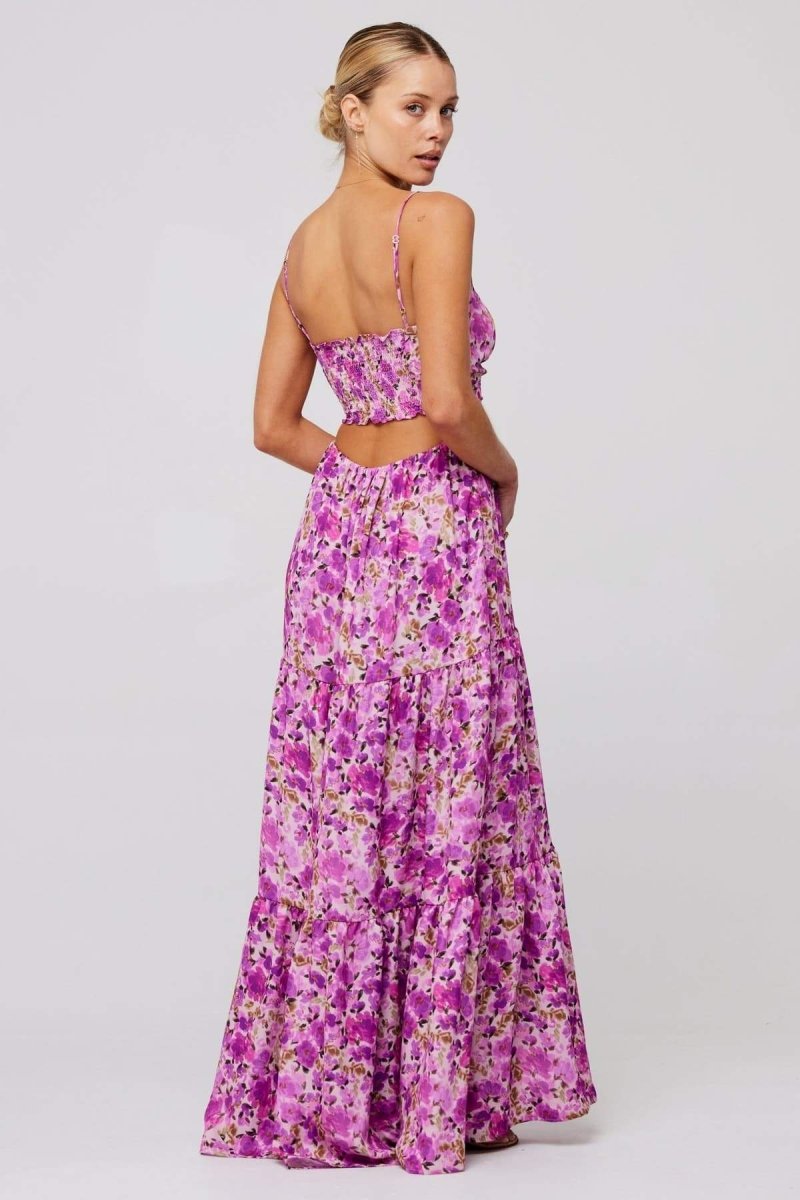 Olivetta Floral Maxi Dress - Printed Cut-Out Maxi Dress