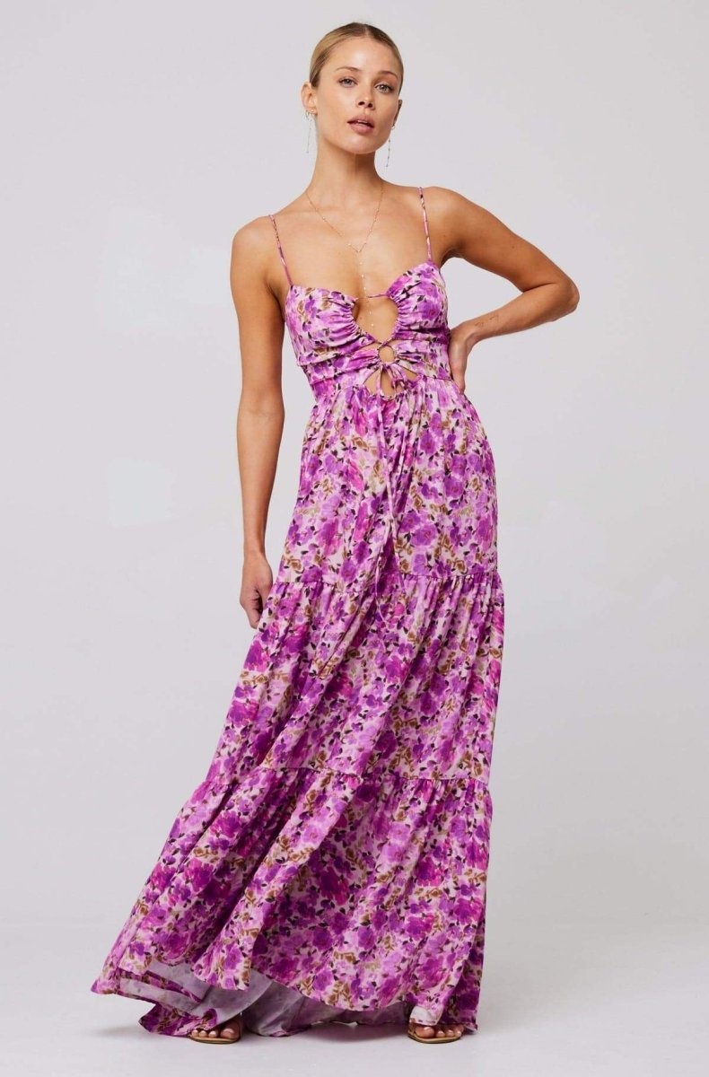 Olivetta Floral Maxi Dress - Printed Cut-Out Maxi Dress