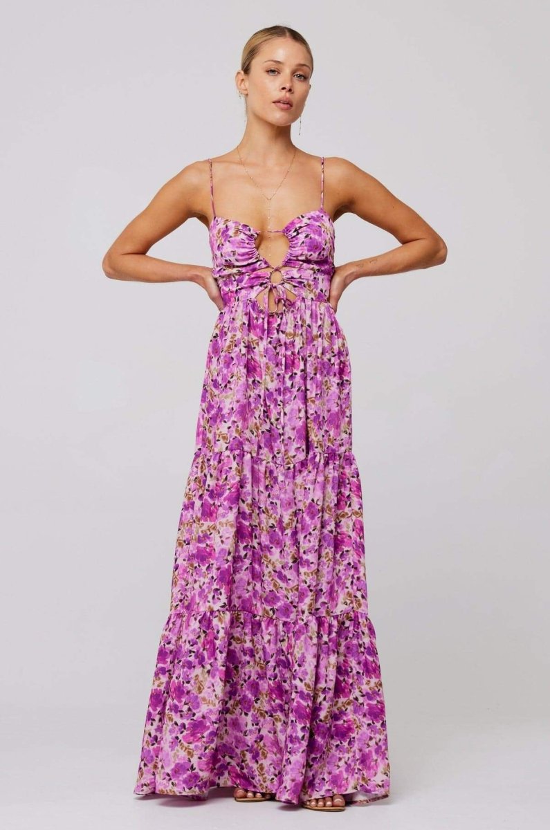 Olivetta Floral Maxi Dress - Printed Cut-Out Maxi Dress