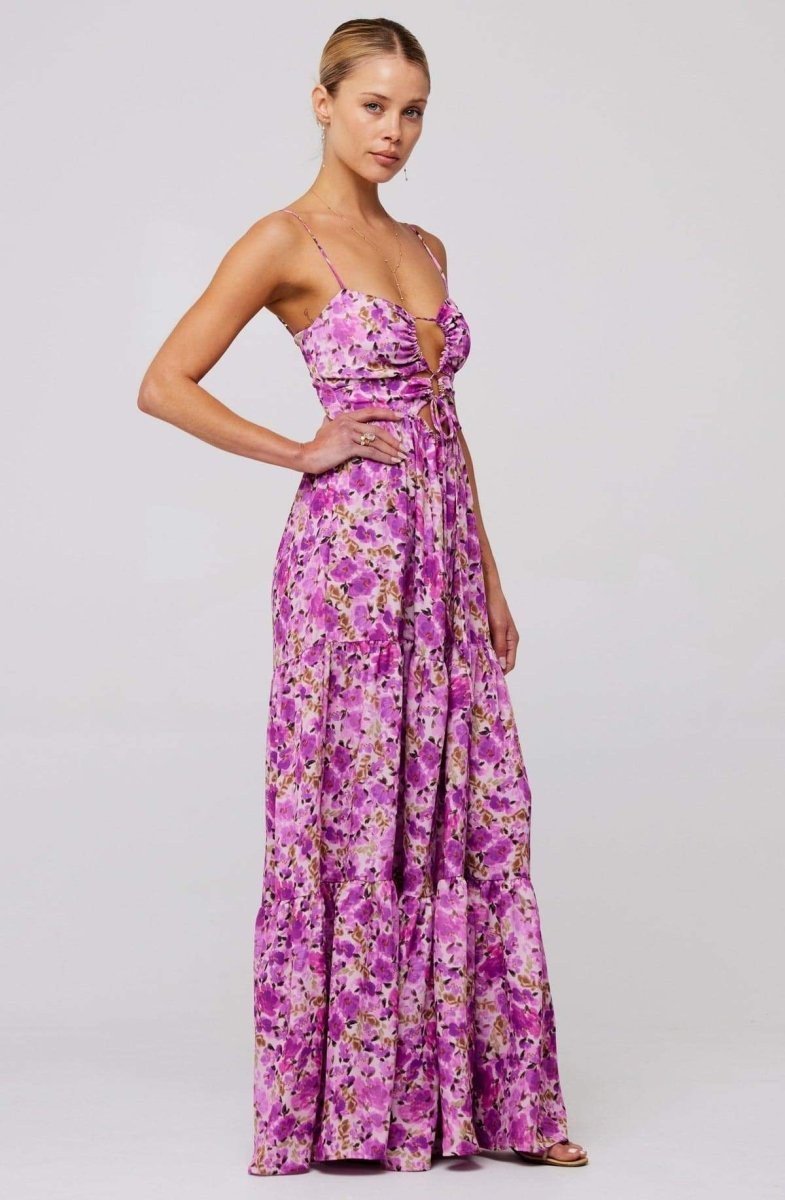 Olivetta Floral Maxi Dress - Printed Cut-Out Maxi Dress