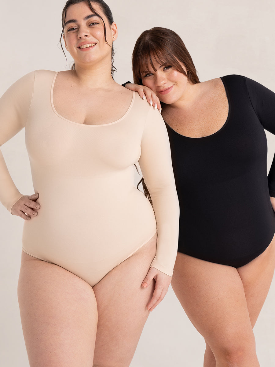 Long Sleeve Sculpting Bodysuit with Scoop Neck