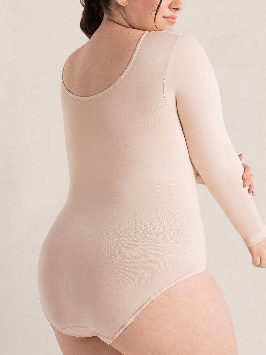 Long Sleeve Sculpting Bodysuit with Scoop Neck