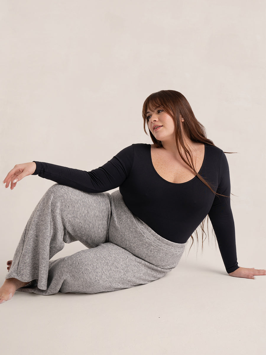 Long Sleeve Sculpting Bodysuit with Scoop Neck