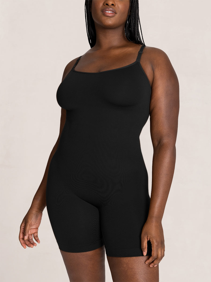 Adjustable Strap Mid-Thigh Shaping Bodysuit