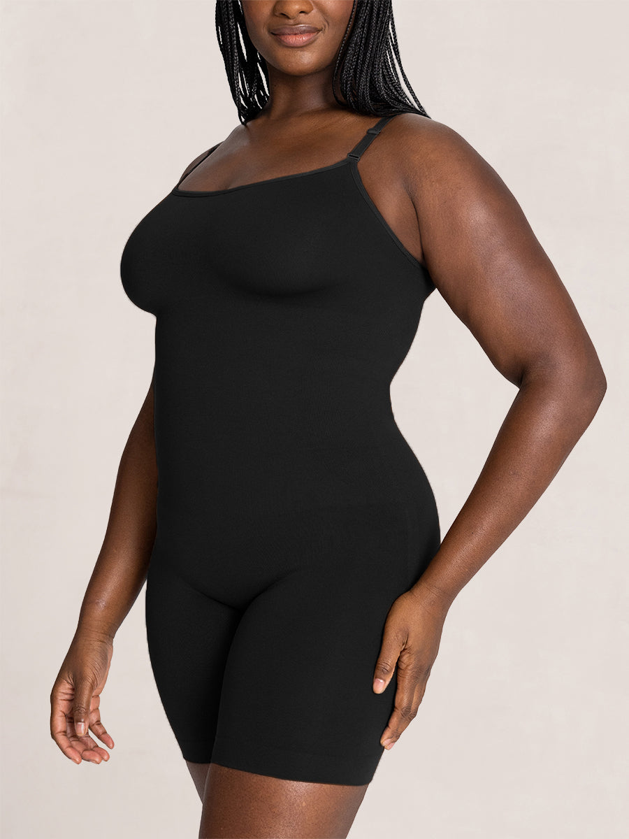 Adjustable Strap Mid-Thigh Shaping Bodysuit