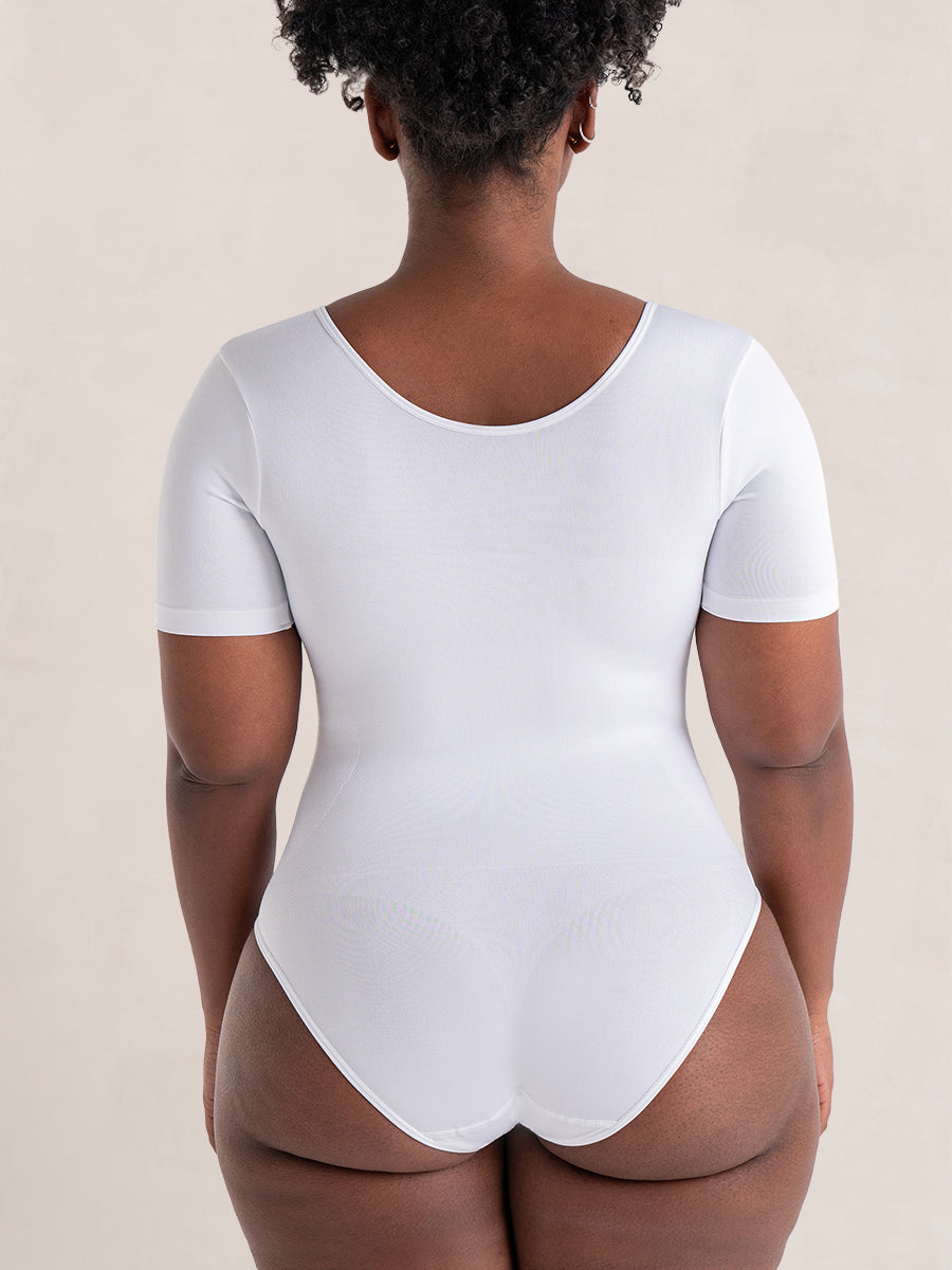 Short Sleeve Sculpting Bodysuit with Adjustable Gusset