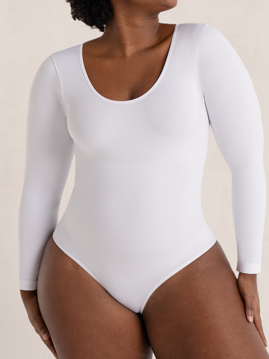 Long Sleeve Sculpting Bodysuit with Scoop Neck