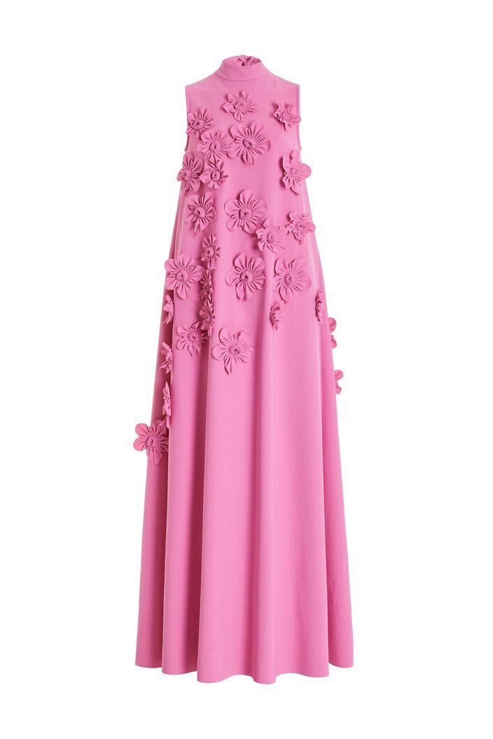 Rosa Bella Maxi Dress - Long Dress with Floral Appliqué
