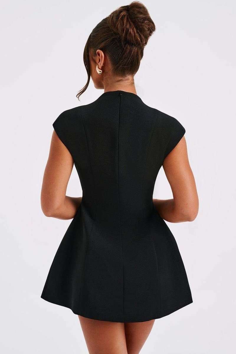 Adelina Cap-Sleeve Pleated Mini Dress