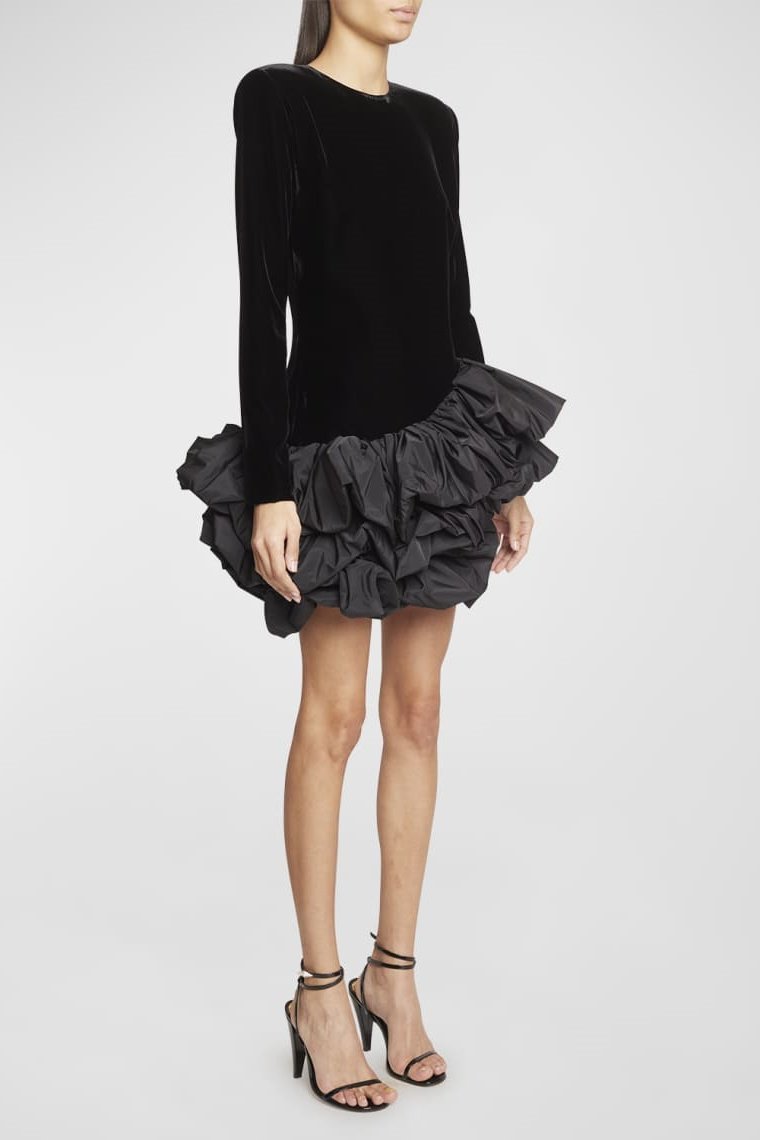 Theodora Velvet Ruffle Mini Dress