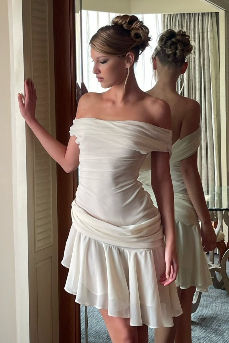 Marina Asymmetrical One-Shoulder Chiffon Mini Dress
