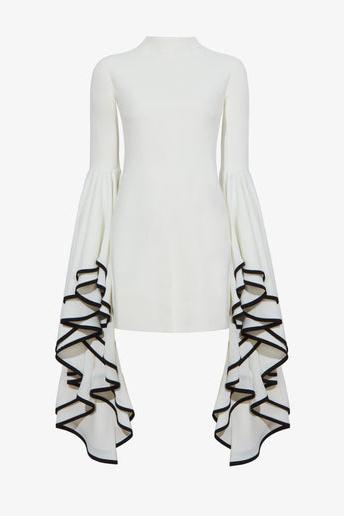 Sybilla Contrast-Ruffle Sleeve Mini Dress