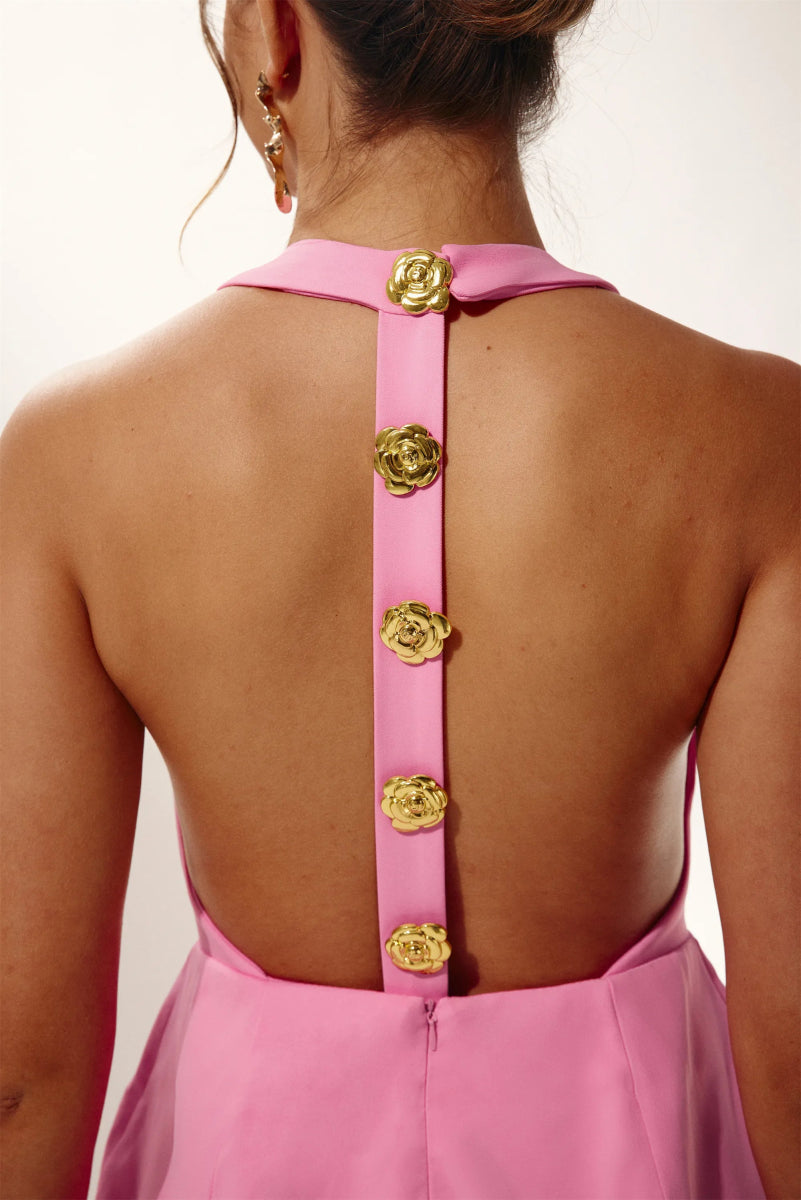 Sabella Halter Buttoned Mini Dress