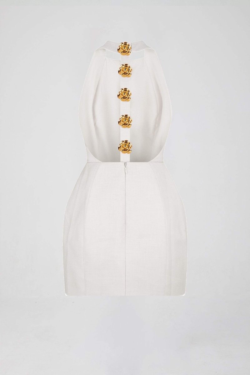 Sabella Halter Buttoned Mini Dress